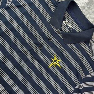 Tampa Bay Rays Nike Golf Polo Size XXL Dri Fit Sunburst Blue Stripe MLB Baseball